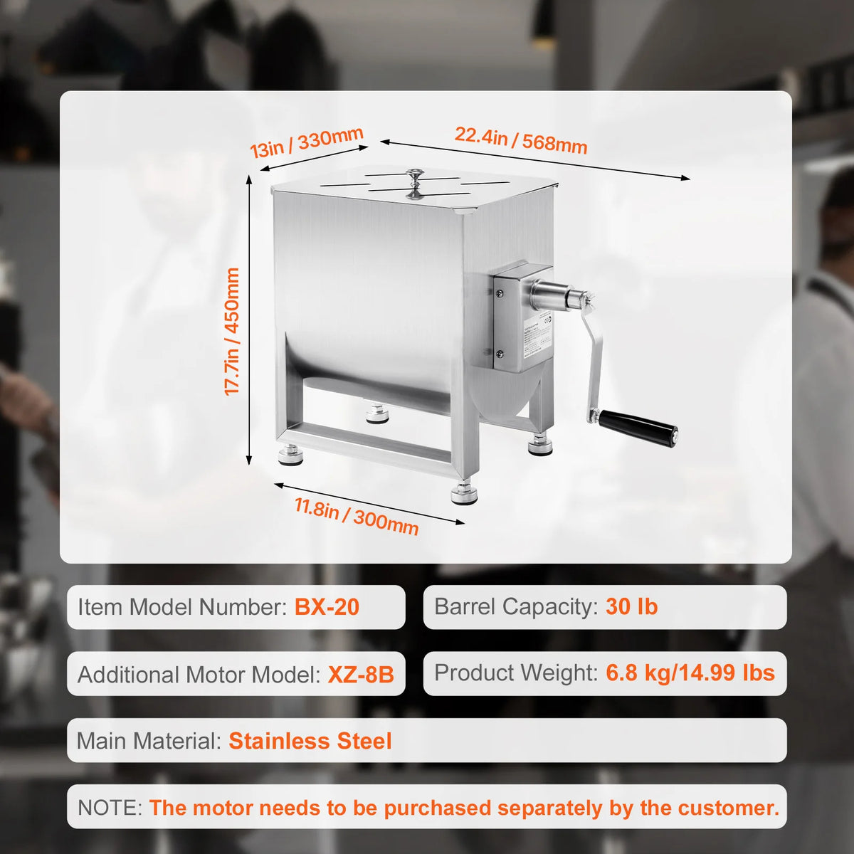 SucceBuy Manual Meat Mixer With Lid And Gear Reducer