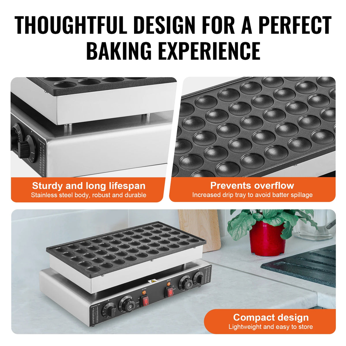 SucceBuy Commercial Nonstick Dorayaki Maker With Dual Temperature Controls