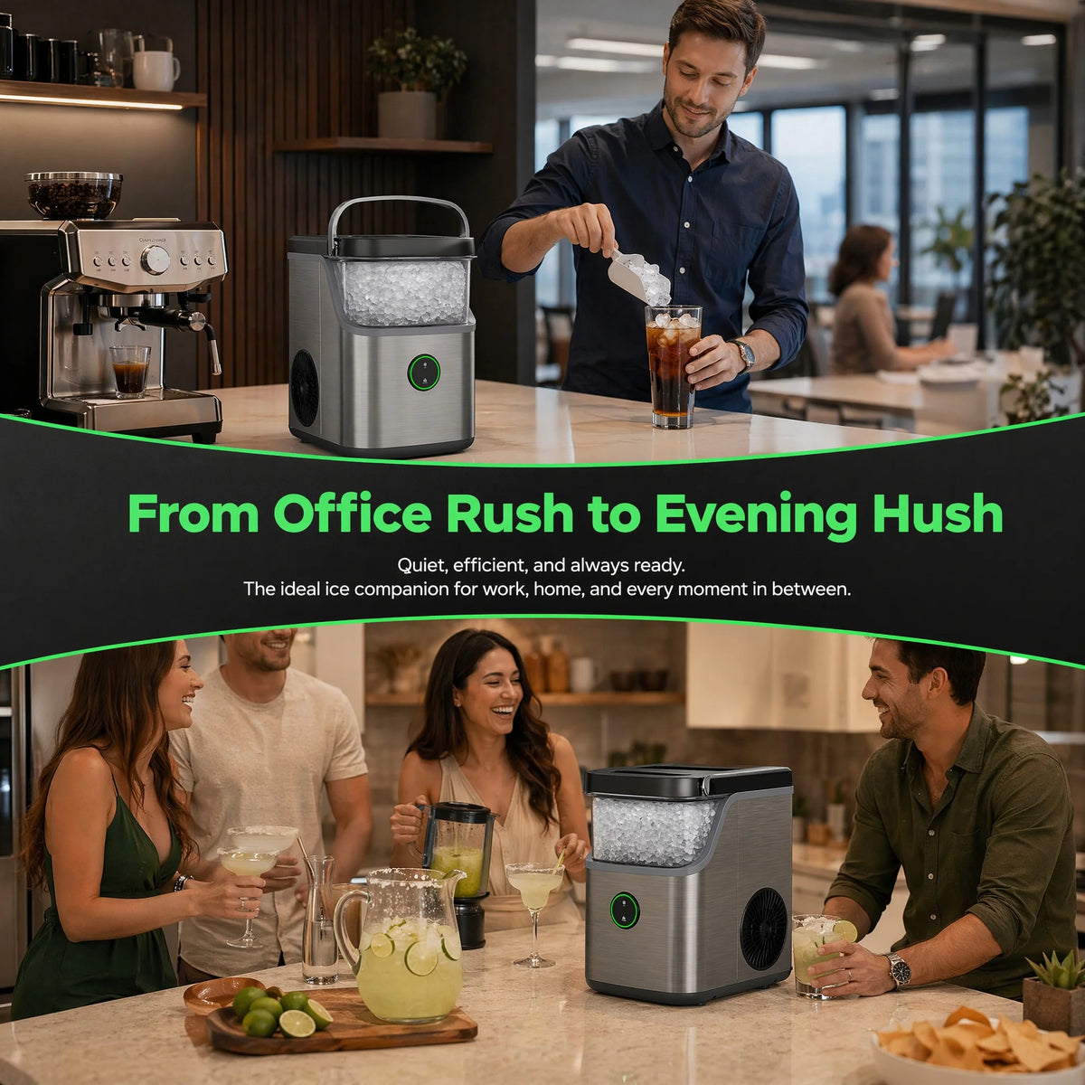 PHILERGO Nugget Ice Maker With Handle And Self Cleaning Function