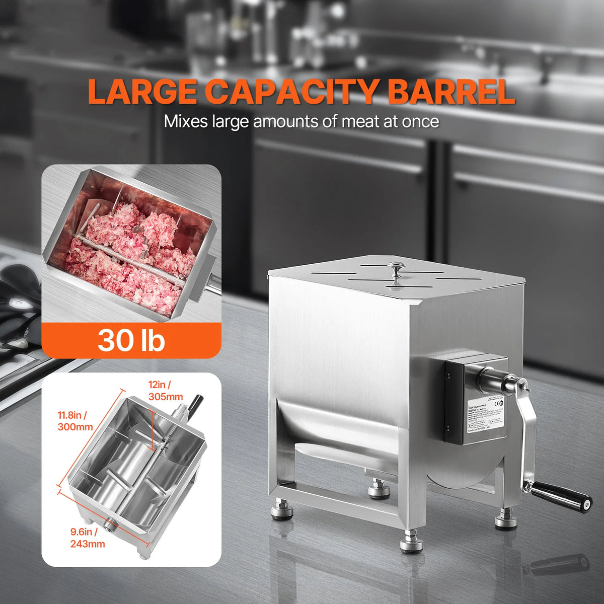 SucceBuy Manual Meat Mixer With Lid And Gear Reducer