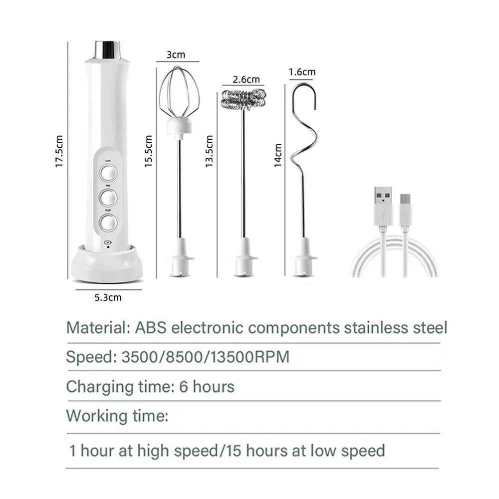 Stonego Rechargeable Milk Frother With Stainless Steel Whisks
