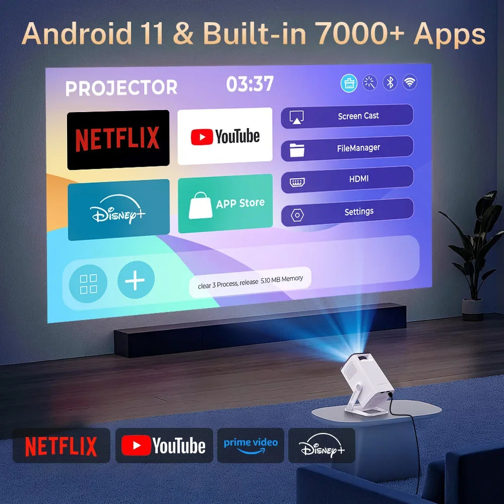 LynCast Portable 1080P Projector With 4K Decoding And WiFi 6