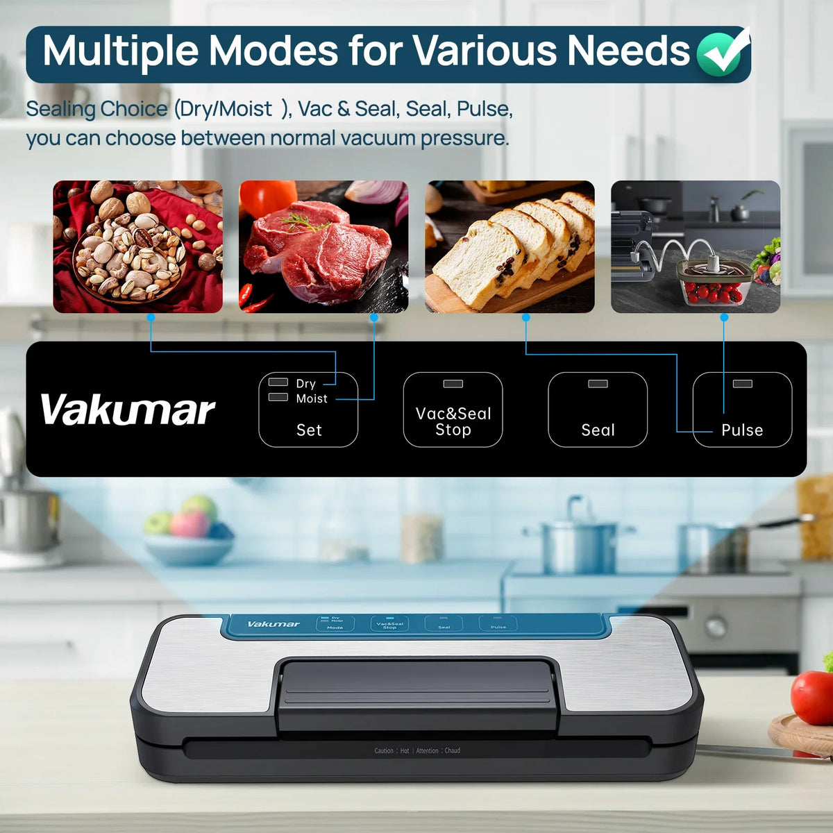 Vakumar Automatic Vacuum Sealer Machine With Easy Locking Handle