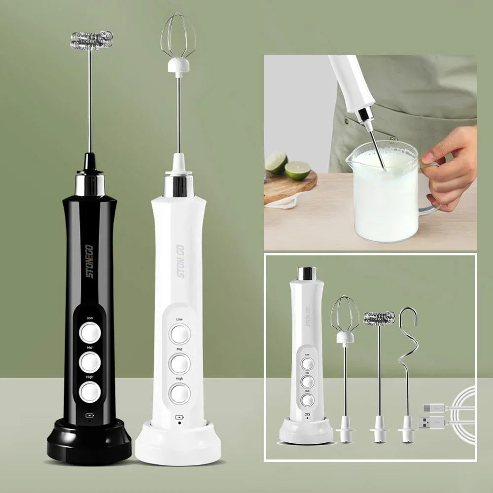 Stonego Rechargeable Milk Frother With Stainless Steel Whisks