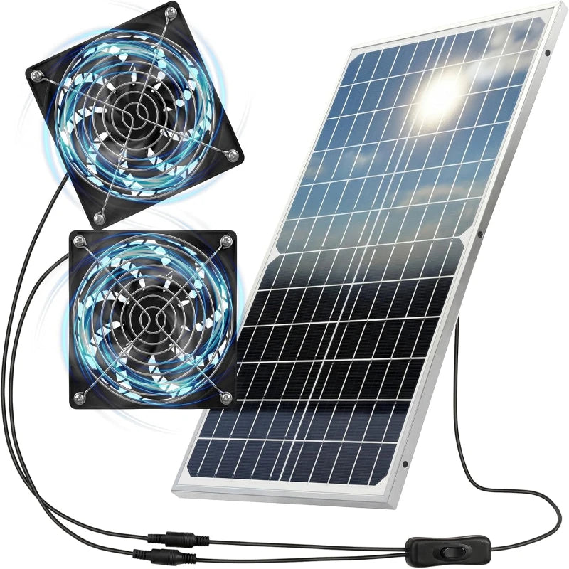 60W Solar Exhaust Fan Kit With Dual High Speed Fans