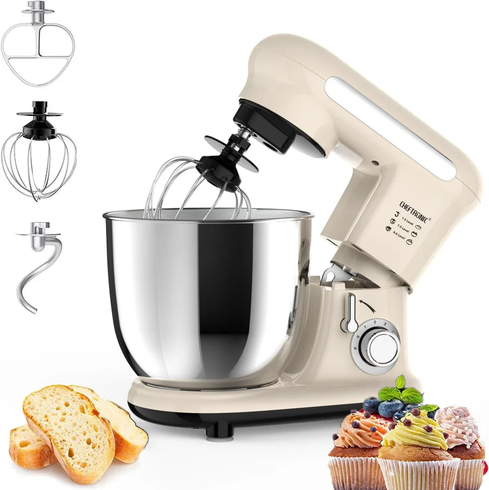 Cheftronic Tilt Head Stand Mixer With Dough Hook And Whisk