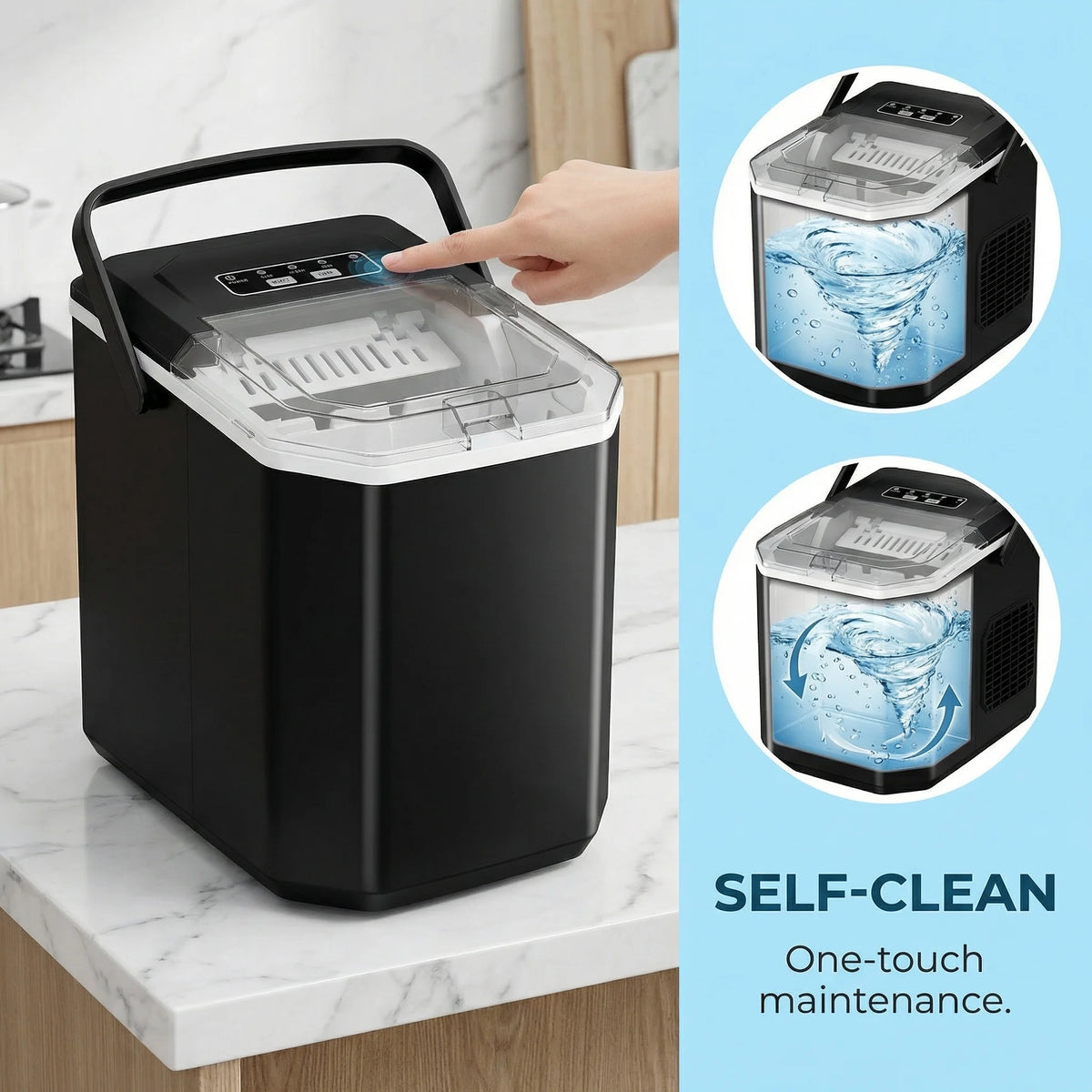 PHILERGO Countertop Ice Maker With Self Cleaning Function