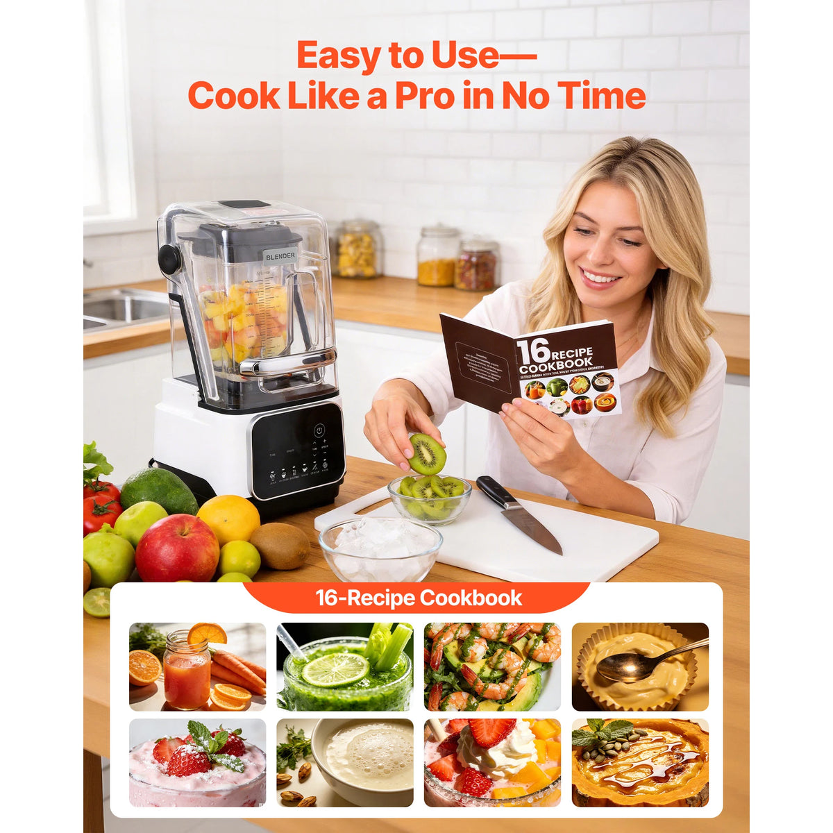 SucceBuy Professional Countertop Blender With Shield And Preset Controls