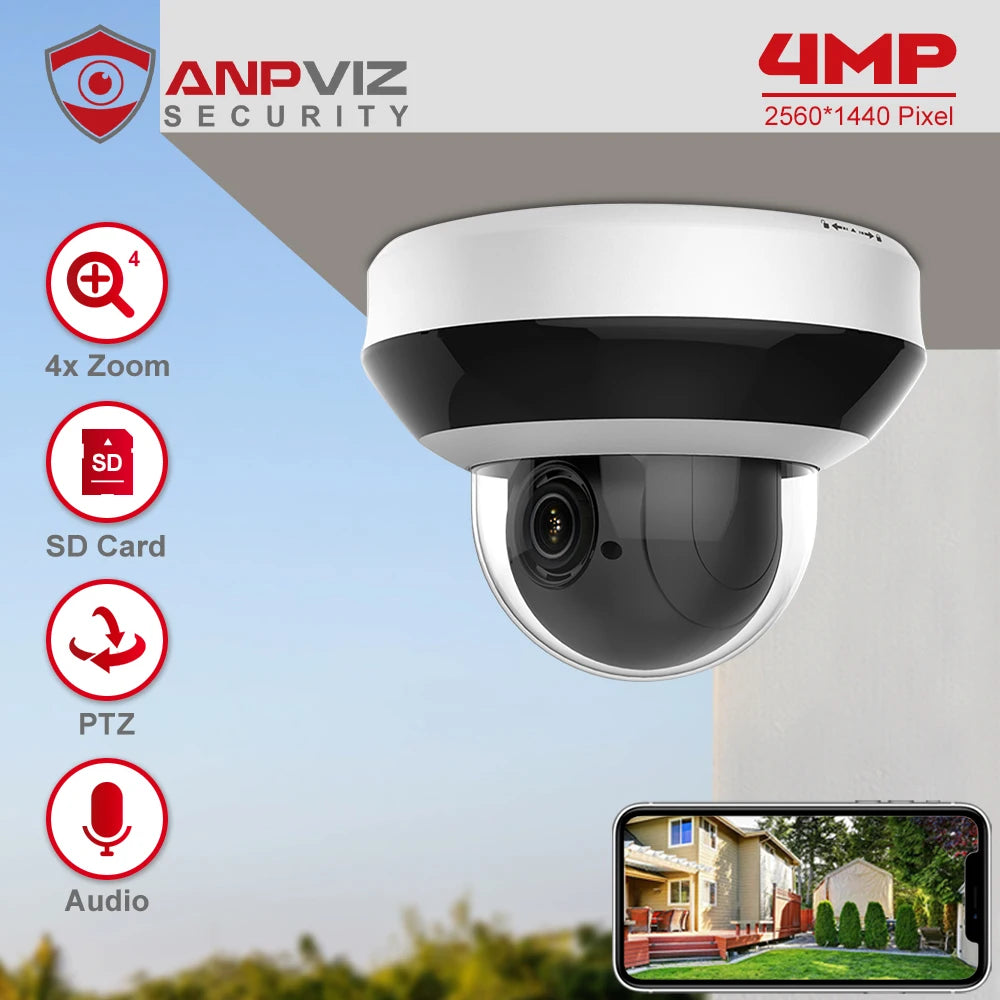 Anpviz 4MP PoE PTZ IP Dome Camera With Optical Zoom