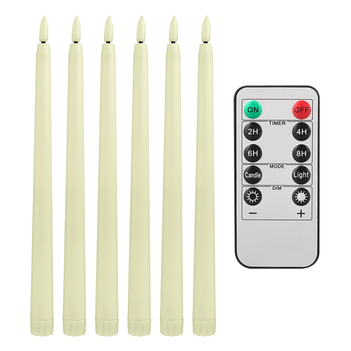 6/12Pack LED Flameless Ivory Taper Candles Flickering with Remote 3D Wick Battery Operated Christmas Window Candle Wedding Decor