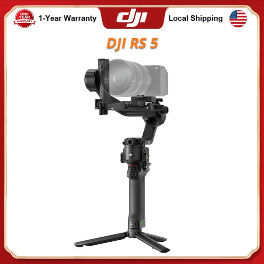 DJI RS 5 Gimbal Stabilizer for Camera, Canon/Sony/Nikon/Fujifilm | Fine-Tuning Knobs, 2nd-Gen Automated Axis Locks, Quick-Open Tripod, Z-Axis Indicator