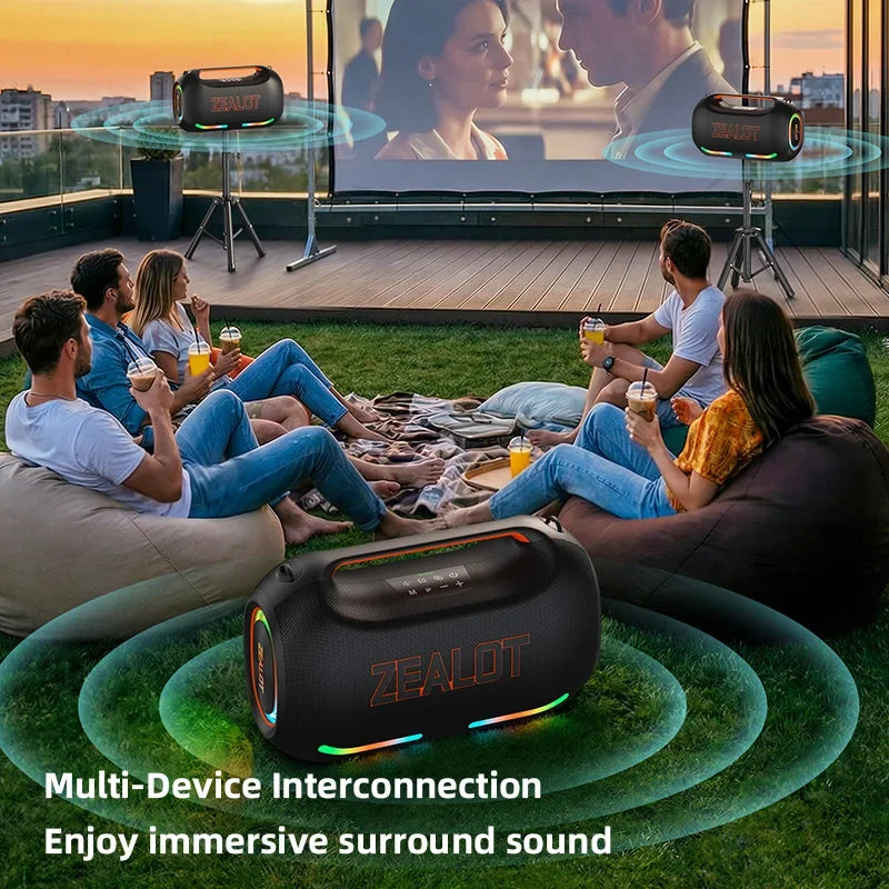 ZEALOT 300W Portable Bluetooth Speaker TWS Subwoofer Waterproof Design