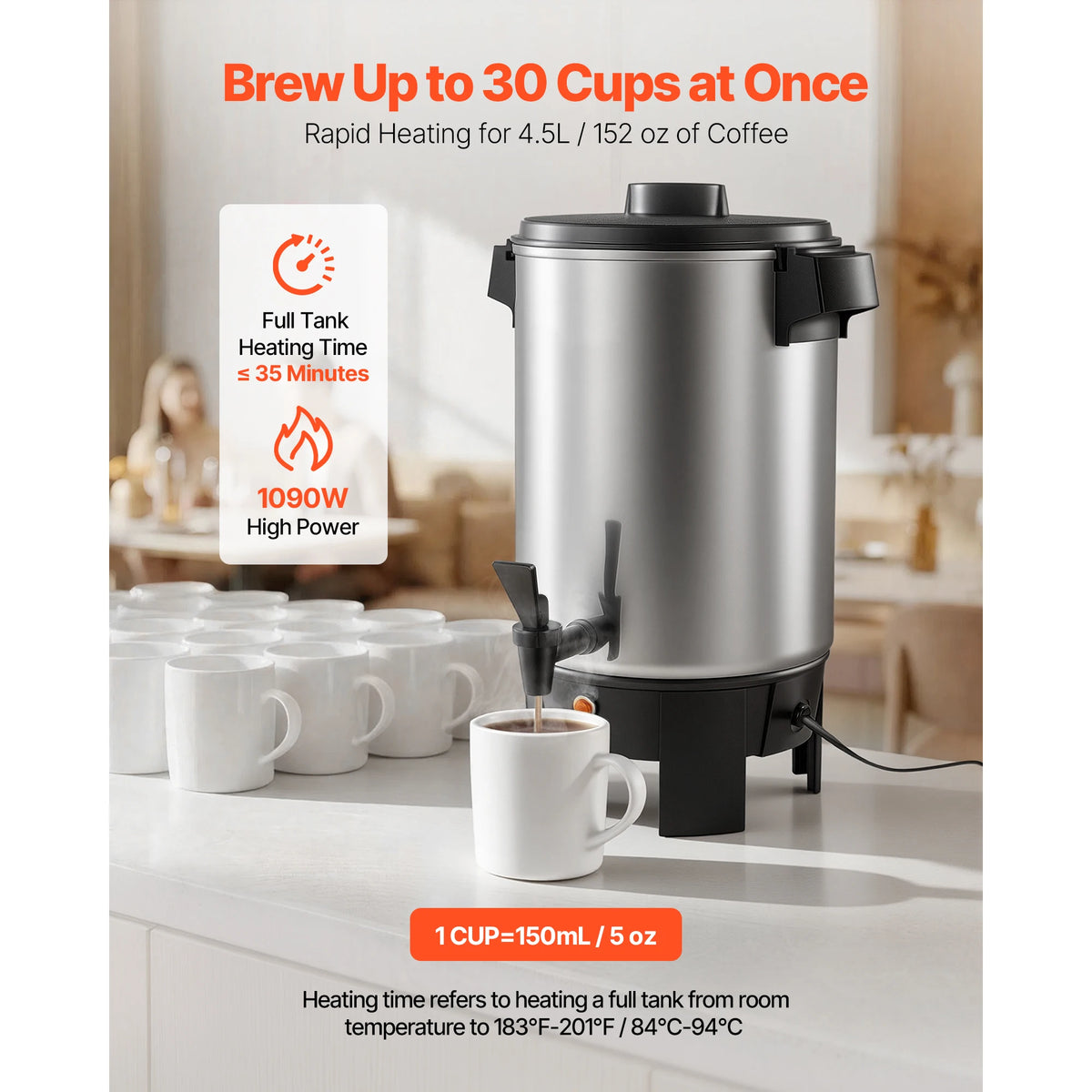 SucceBuy Commercial Coffee Urn With Dripless Faucet Quick Brewing