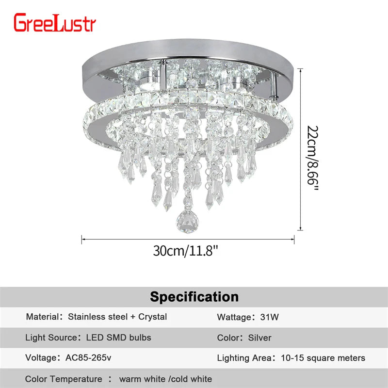 GreeLustr Crystal LED Ring Chandelier Modern Ceiling Light