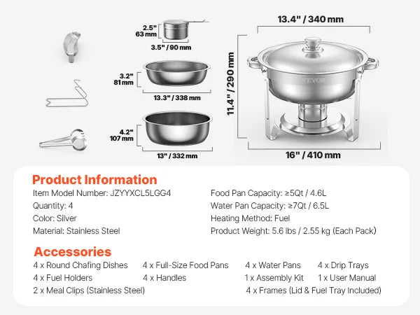 SucceBuy Stainless Steel Chafing Dish Buffet Set for Catering