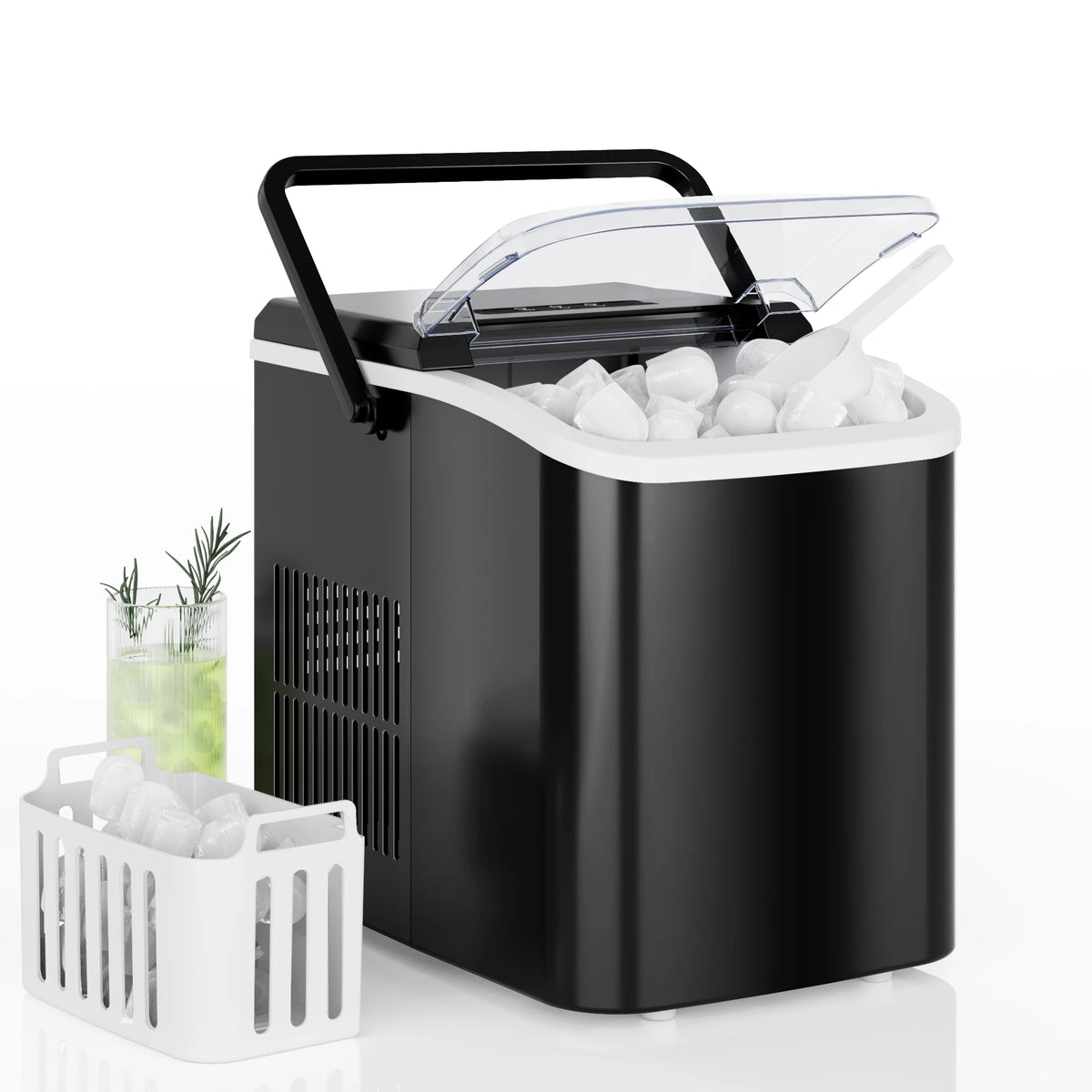 Portable Countertop Bullet Ice Maker With Handle And Self Cleaning Function