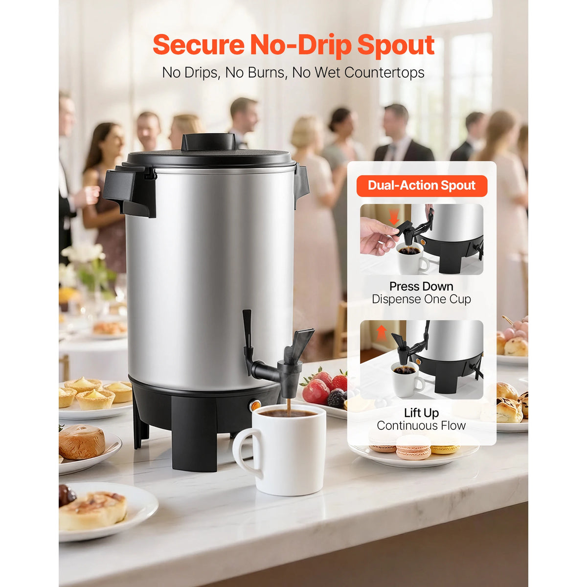 SucceBuy Commercial Coffee Urn With Dripless Faucet Quick Brewing