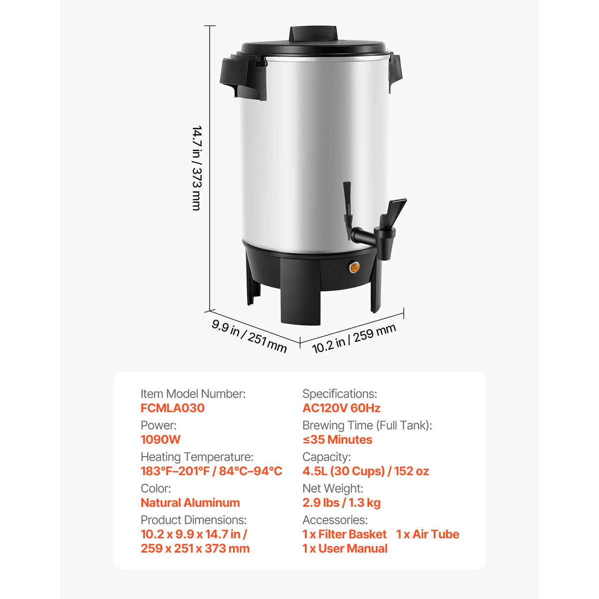 SucceBuy Commercial Coffee Urn With Dripless Faucet Quick Brewing