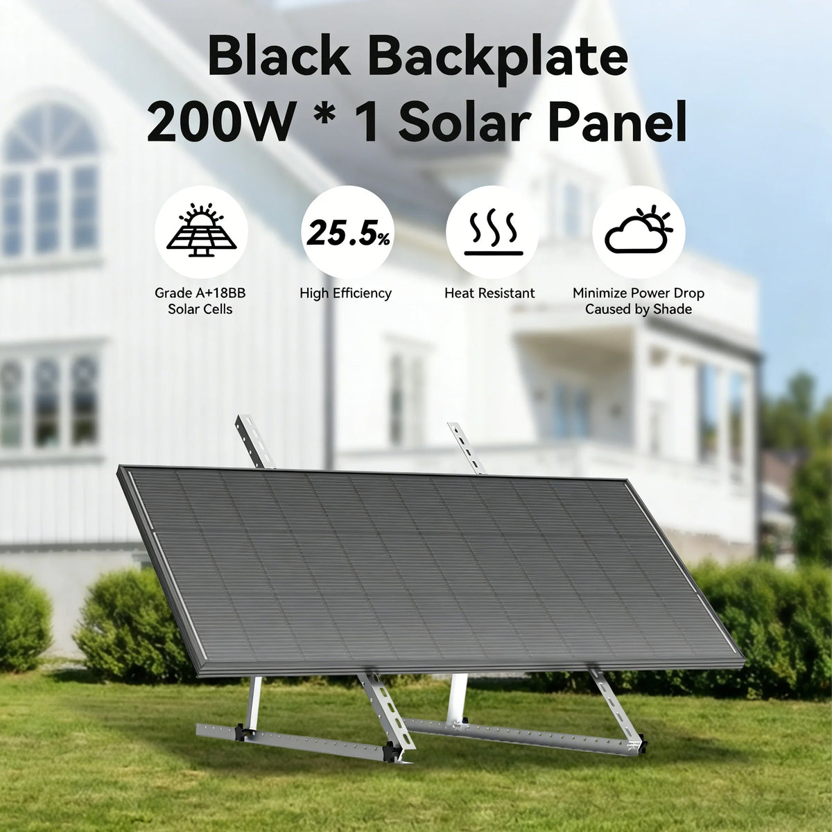 Rvpozwer 12.8V 200W Monocrystalline Solar Panel 18BB N-Type Module Off Grid PV Power Cells Waterproof  For Roof Home Off Grid