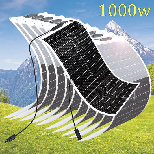 1000W 600W 300W 200W 100W Flexible Solar Panel Protable Solar Panel System 12V 24V Battery Charger for Camping Equipment Home RV