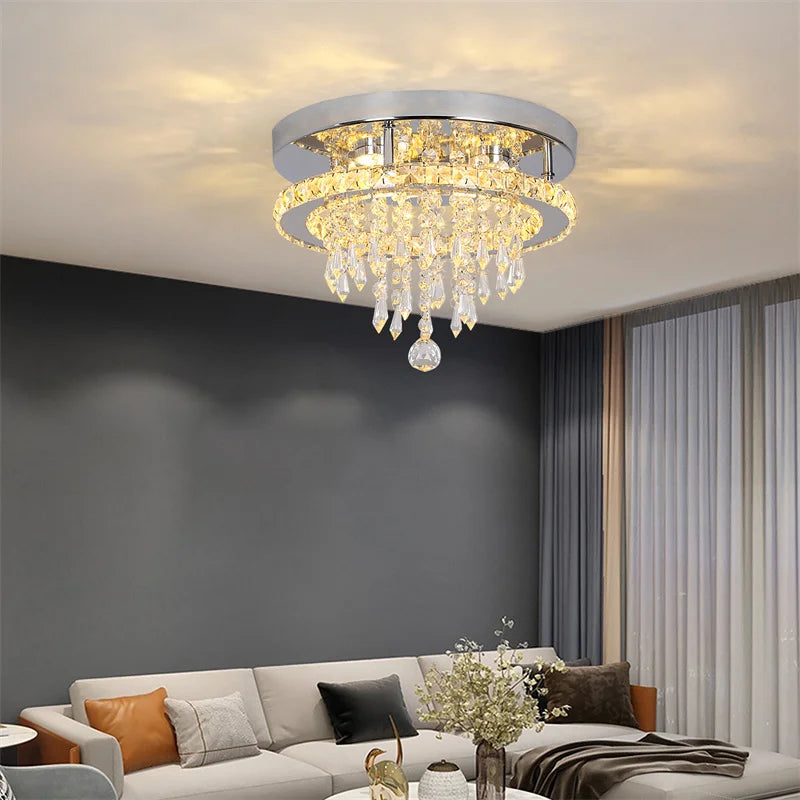 GreeLustr Crystal LED Chandelier With Remote Dimming For Living Rooms