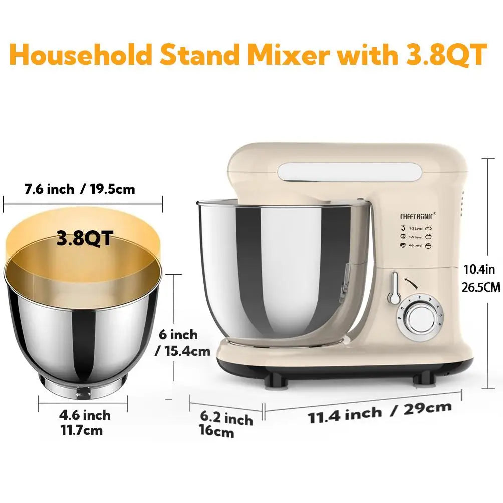 Cheftronic Tilt Head Stand Mixer With Dough Hook And Whisk