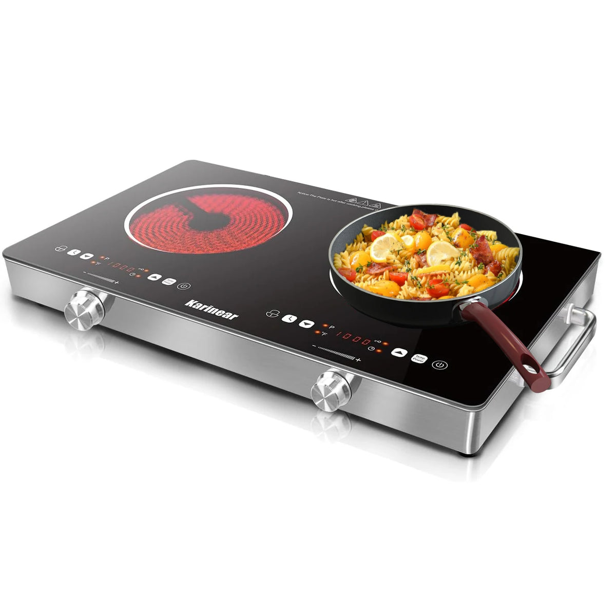Karinear Ceramic Electric Hob With Dual Zone Heating And Safety Lock