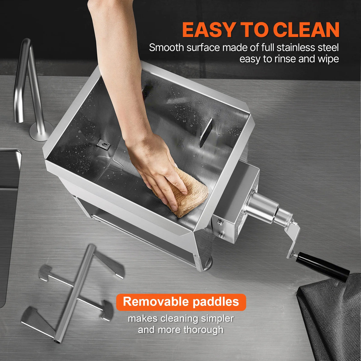 SucceBuy Manual Meat Mixer With Lid And Gear Reducer