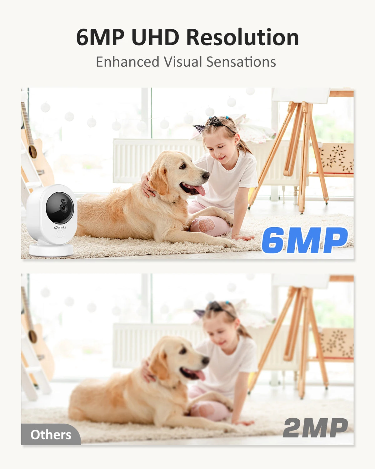 ANNKE 6MP Dual-Band WiFi Security Camera, 2.4G/5GHz Wireless PTZ with Human Detection, Auto Tracking, Two-Way Audio, 6m Night Vision