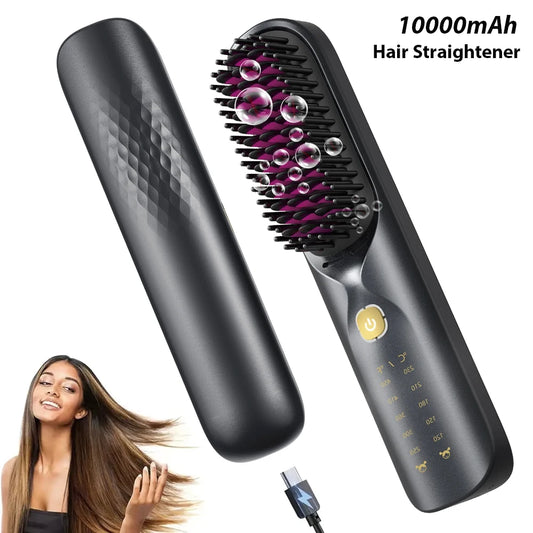 BOPCAL Cordless Hair Straightener Comb Brush With Fast Heating