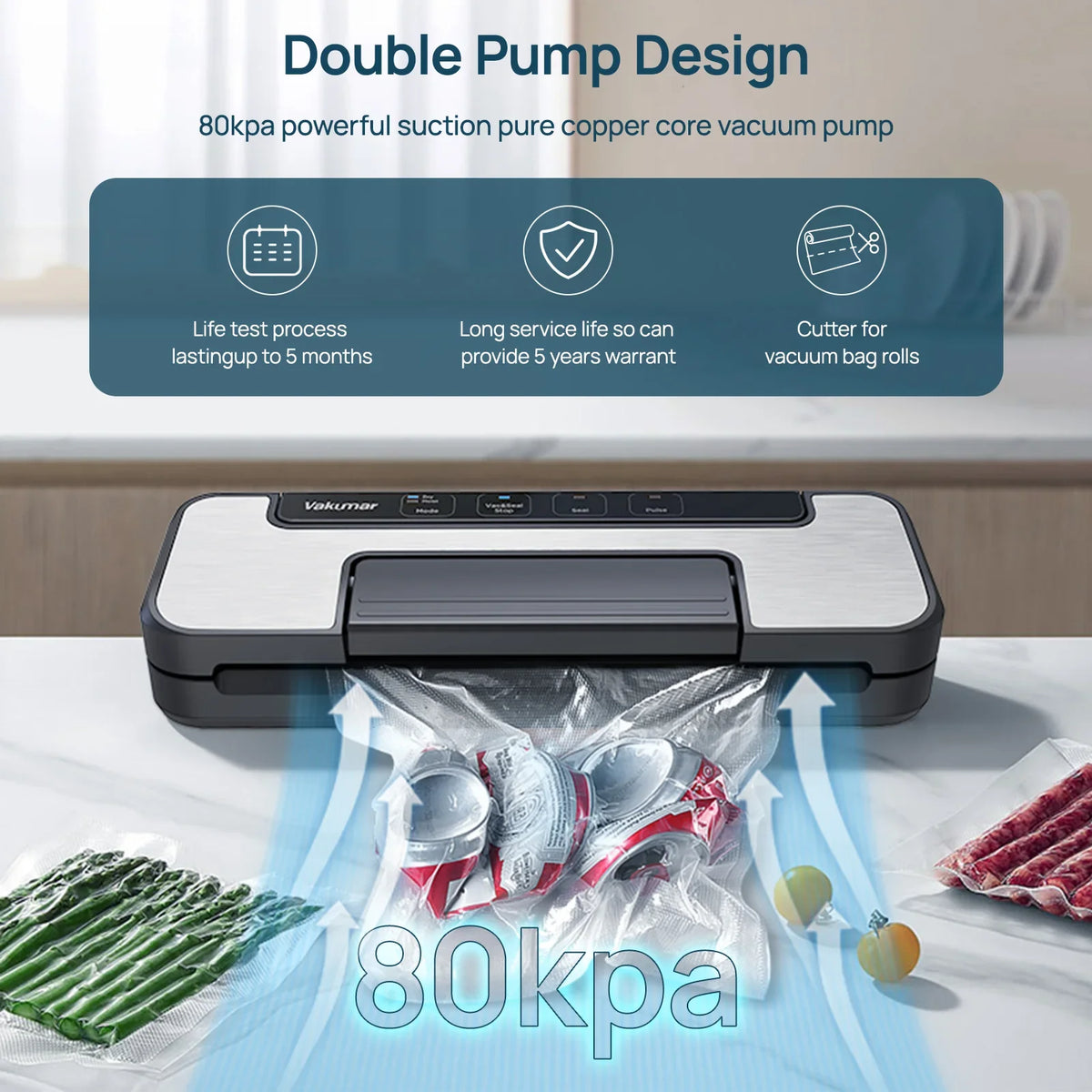 Vakumar Automatic Vacuum Sealer Machine With Easy Locking Handle