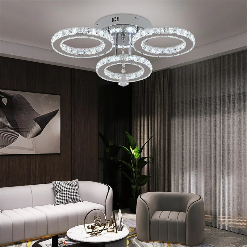 GreeLustr Crystal LED Ring Chandelier Modern Ceiling Light