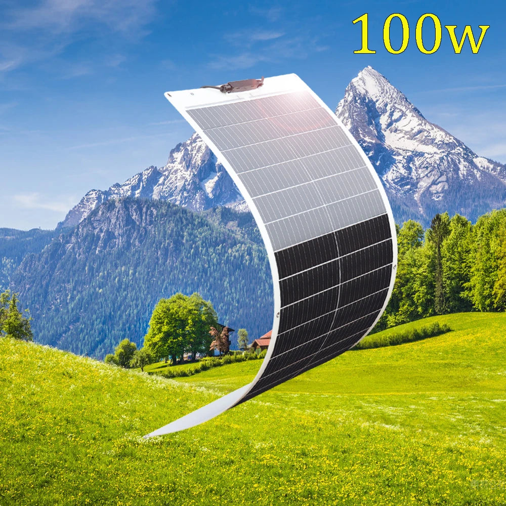 1000W 600W 300W 200W 100W Flexible Solar Panel Protable Solar Panel System 12V 24V Battery Charger for Camping Equipment Home RV