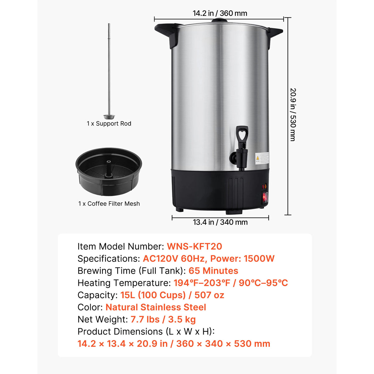 SucceBuy Commercial Coffee Urn With Dripless Faucet Quick Brewing