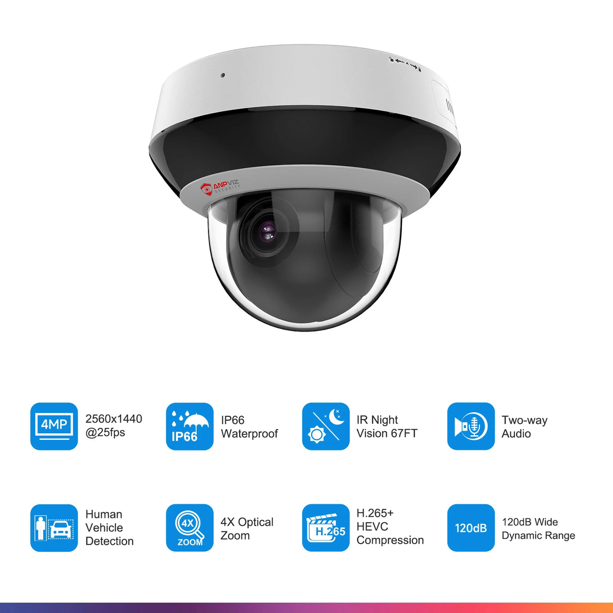 Anpviz 4MP PoE PTZ IP Dome Camera With Optical Zoom