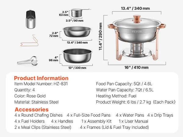 SucceBuy Stainless Steel Chafing Dish Buffet Set for Catering