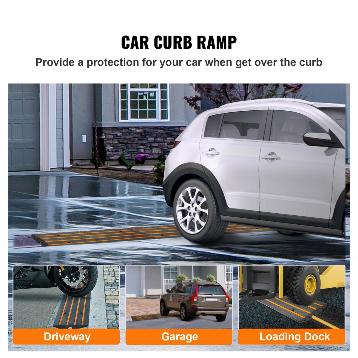 SucceBuy 1/2/3  Cable Protector Ramp Curb Rubber Driveway Threshold Bridge Expandable Ramps for Loading Dock Garage Sidewalk
