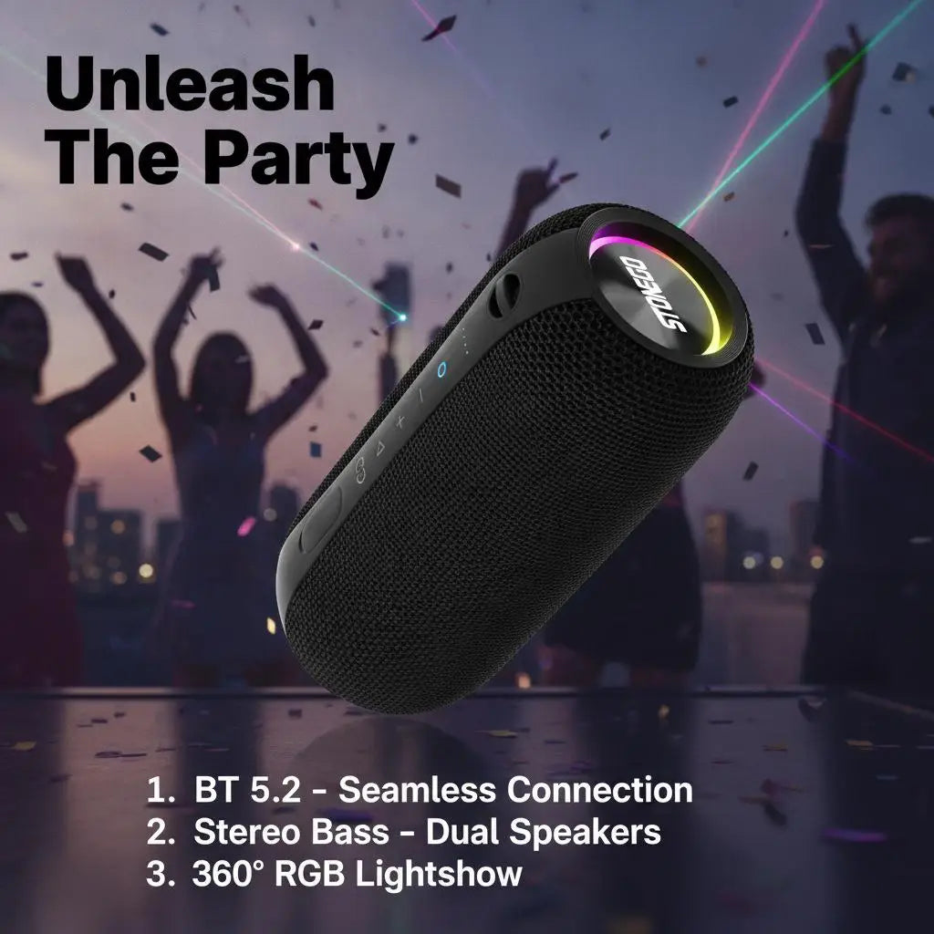 STONEGO Cyberpunk Wireless Bluetooth Speakers With RGB LED Lighting