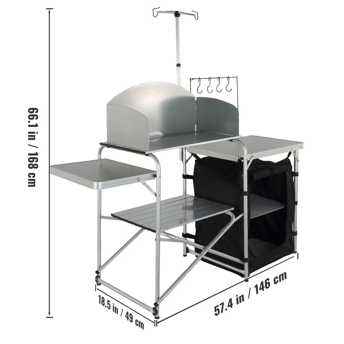 SucceBuy Foldable Outdoor Camping Kitchen Table With Storage Rack